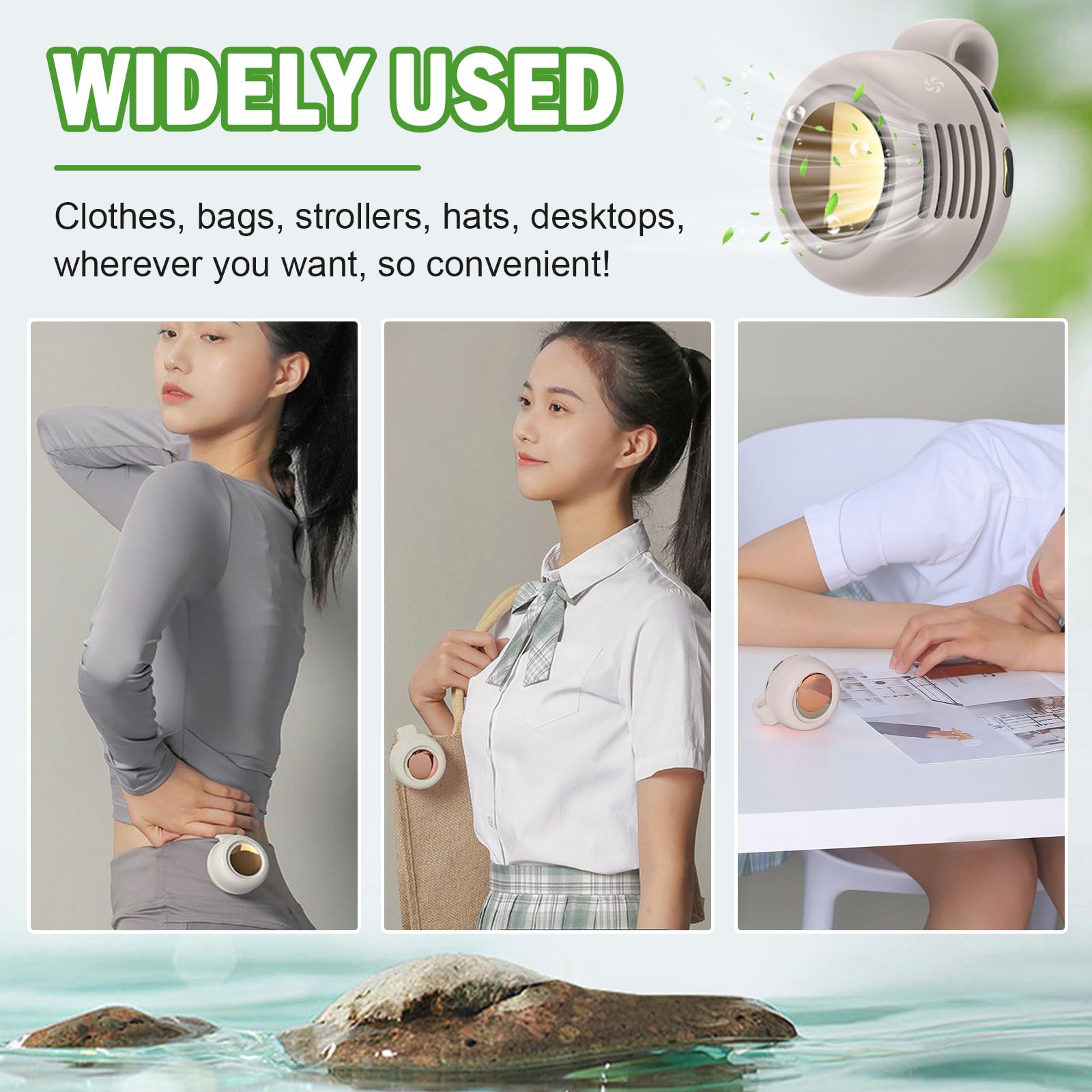 Wshxjzyay Portable Silent Mini Bladeless Fan Clip on, Portable Silent Mini Bladeless Electric Fan, For Outdoor & Travel & Office, Travel Accessories, Gift, Adjustable 3-Speed (Type-c, White)