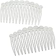 Camila Paris CP2900/2 French Hair Side Comb Small Rounded, White French Twist Hair Combs Decorative, Strong Hold Hair Clips for Women Bun Chignon Up-Do Styling Girls Hair Accessories, Made in France
