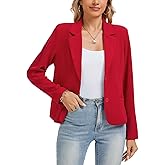 LADI TREND Women's Long Sleeve Blazers Casual Notched Lapel Work Padded Shoulder Button Front Blazer Jackets Pocket