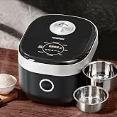 YOKEKON Low Carb Low Sugar Rice Cooker Stainless Steel Inner Pot,Black | 8 Cup Uncooked,PFAS-Free Dishwasher Safe,8 Cooking Functions,Digital Steamer,24H Timer,Auto Keep Warm