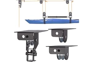 RoakyRoasy Kayak Hoist for Garage Ceiling with Metal Pulley System Holds 70 kg, 14 cm Low-Profile Canoe Storage Lift, Paralle