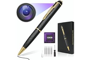 QETATIY 128G Hidden Camera, 1080P Camera Pen, Body Cameras, Mini Nanny Cam with 300 Minutes Video Loop Recording, Secret Camera-One Button Wireless Security Camera for Home