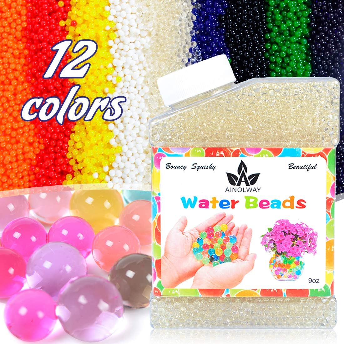 Vase Fillers - AINOLWAY High Elastic Water Beads Gel Pearls (40000pcs) Jelly Crystal Soil for Vase Fillers (9 Oz, Clear)
