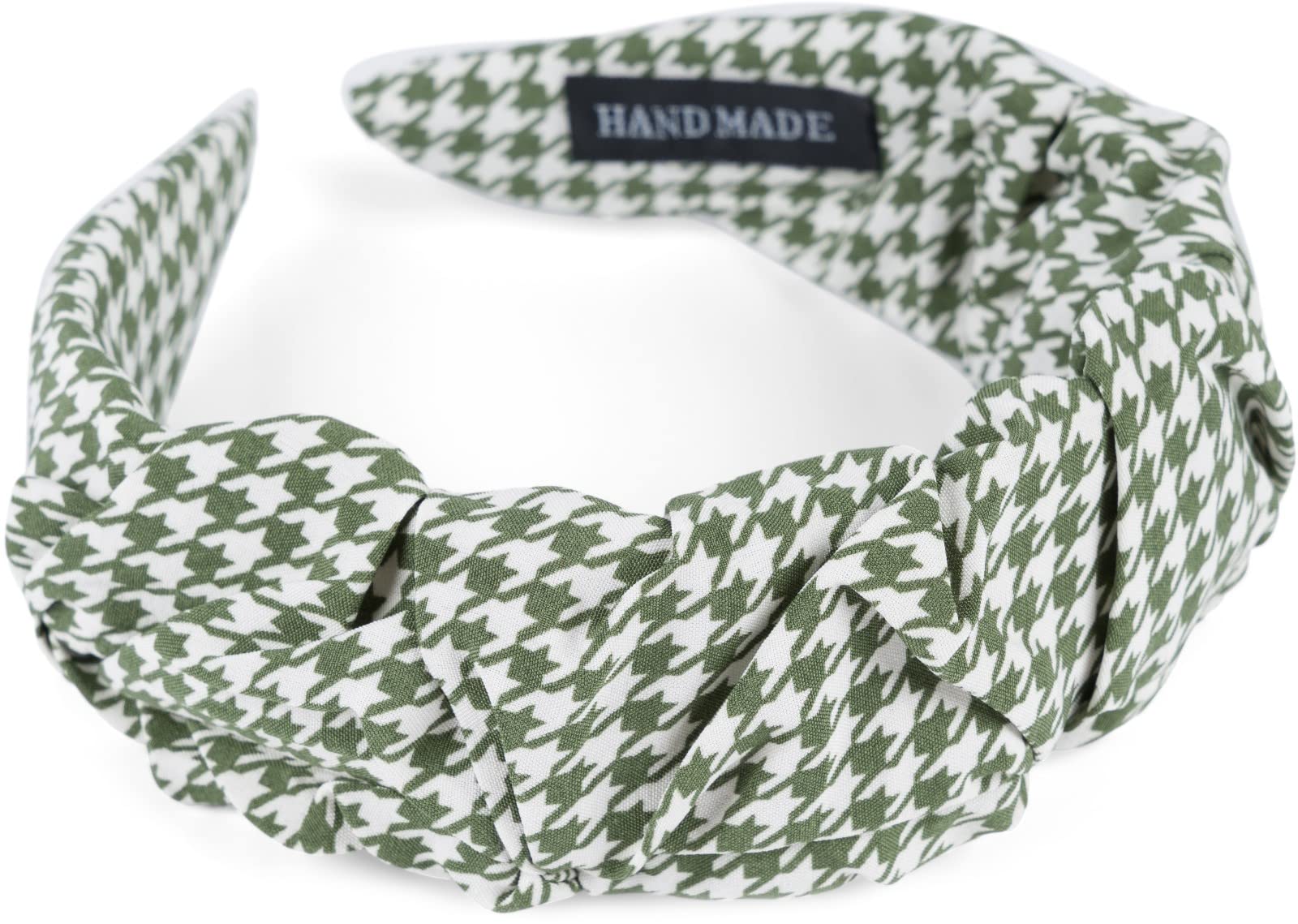styleBREAKER Ladies Hairband with Houndstooth Pattern in Subtle Frill Optics, Hairband Pepita, Hair Accessories 04027044, Colour:Green-White