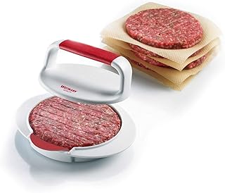 Westmark Hamburgermaker mit Patty-Hebevorrichtung, Hamburger-Presse, Innendurchmesser 11,5 cm, Kunststoff, Weiß/Rot, 62332260