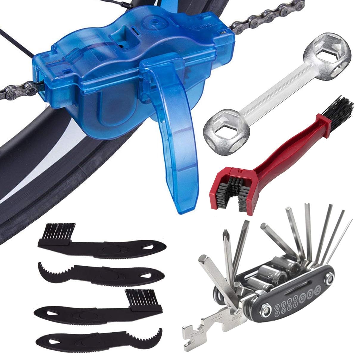 Nettoyeur De Chaîne Vélo - Brosse Rotative - Kit Nettoyage Maintenance - Pour VTT, Route Et VAE