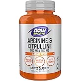 NOW Sports Nutrition, Arginine & Citrulline 500 mg/ 250 mg, Amino Acids, 120 Veg Capsules