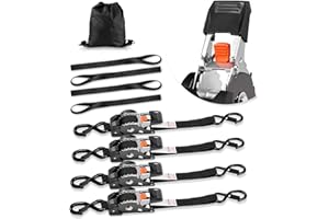 VEVOR Retractable Ratchet Straps, 1 in x 10 ft, Tie Down Straps with S Hooks, 1200 lbs Break Strength, 4 Soft Loops, Tie Down Ratcheting for Moving, Trailers, Motorcycles, Kayaks, Car Roof, 4 Pack