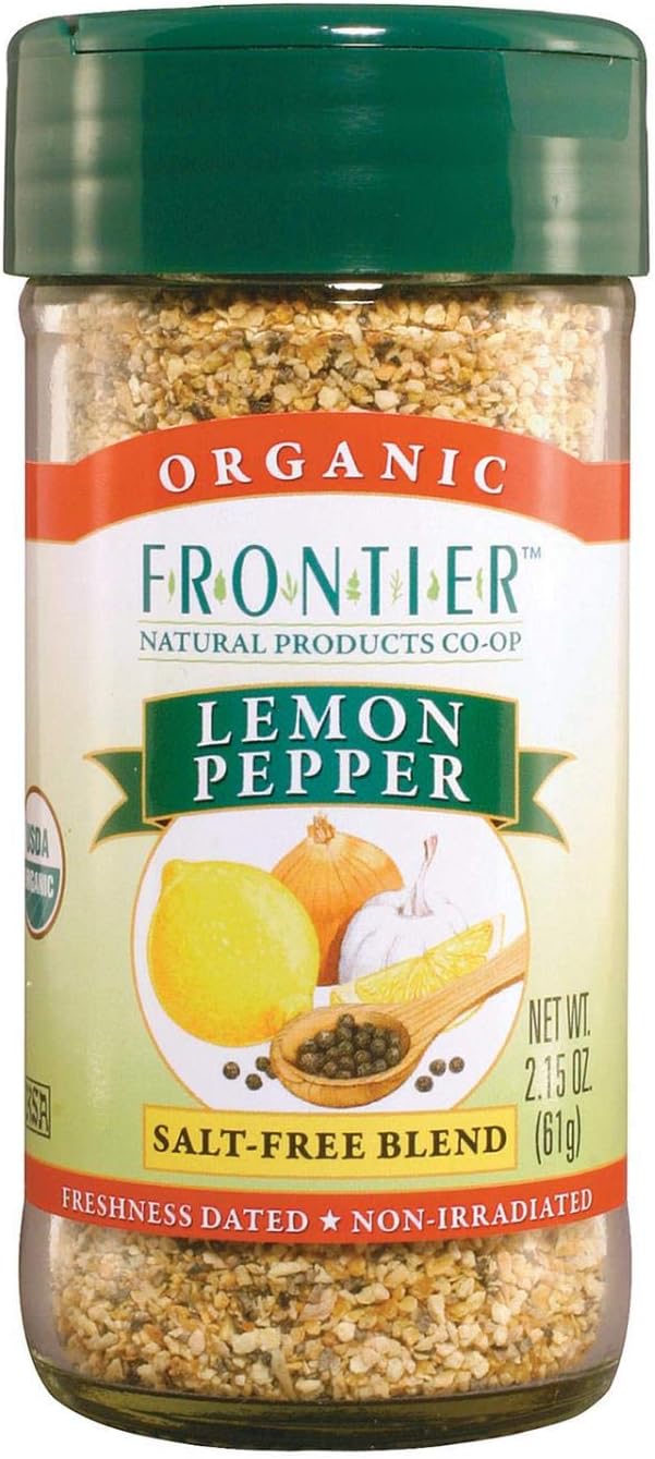 Frontier Organic Salt Free Lemon Pepper Seasoning, 2.5