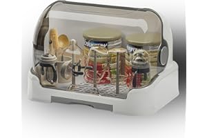 ZDOLMY Baby Bottle Drying Rack Storage, Nursing Bottle Storage Box Organizer with Cover, Portable Kitchen Cabinet Organizer, Durable countertop Dryer (Grey)