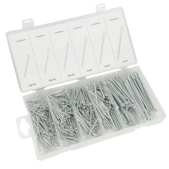 Allright 555-tlg Splint Sortiment Sicherungsstifte Metall Sicherungssplinte in 6 Verschiedenen Größen