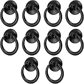 LC LICTOP Matte Black Ring Pulls, 1.18 Inch, 10Pcs | Vintage Zinc Alloy Drop Ring Pulls, For Dresser Drawers Wardrobes Cupboards