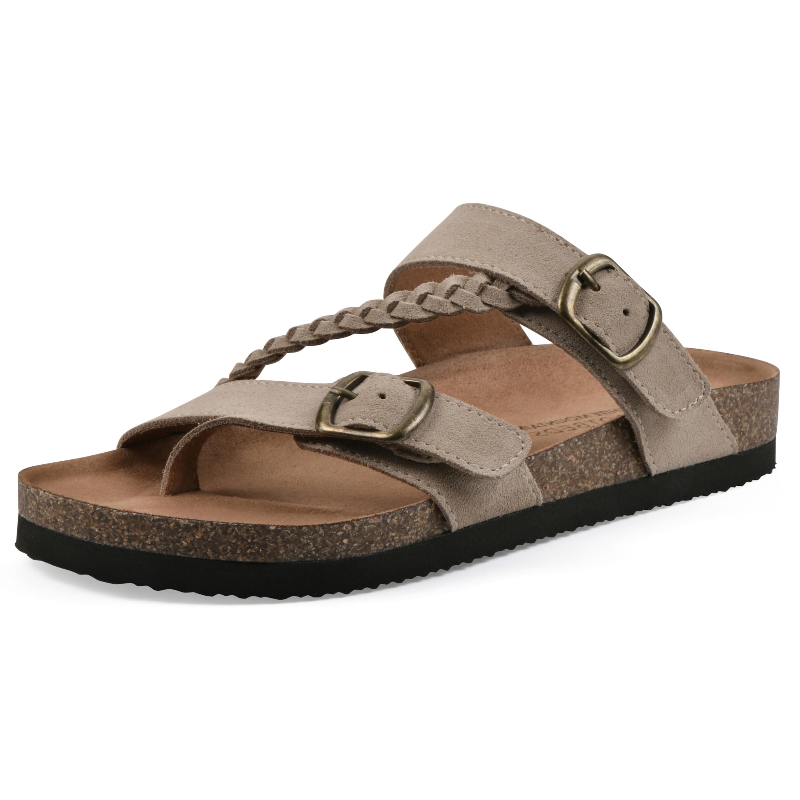 WHITE MOUNTAIN Women’s Hammy Braided Signature Comfort-Molded Footbed Sandal, Sandal Wood/Suede, 10 M
