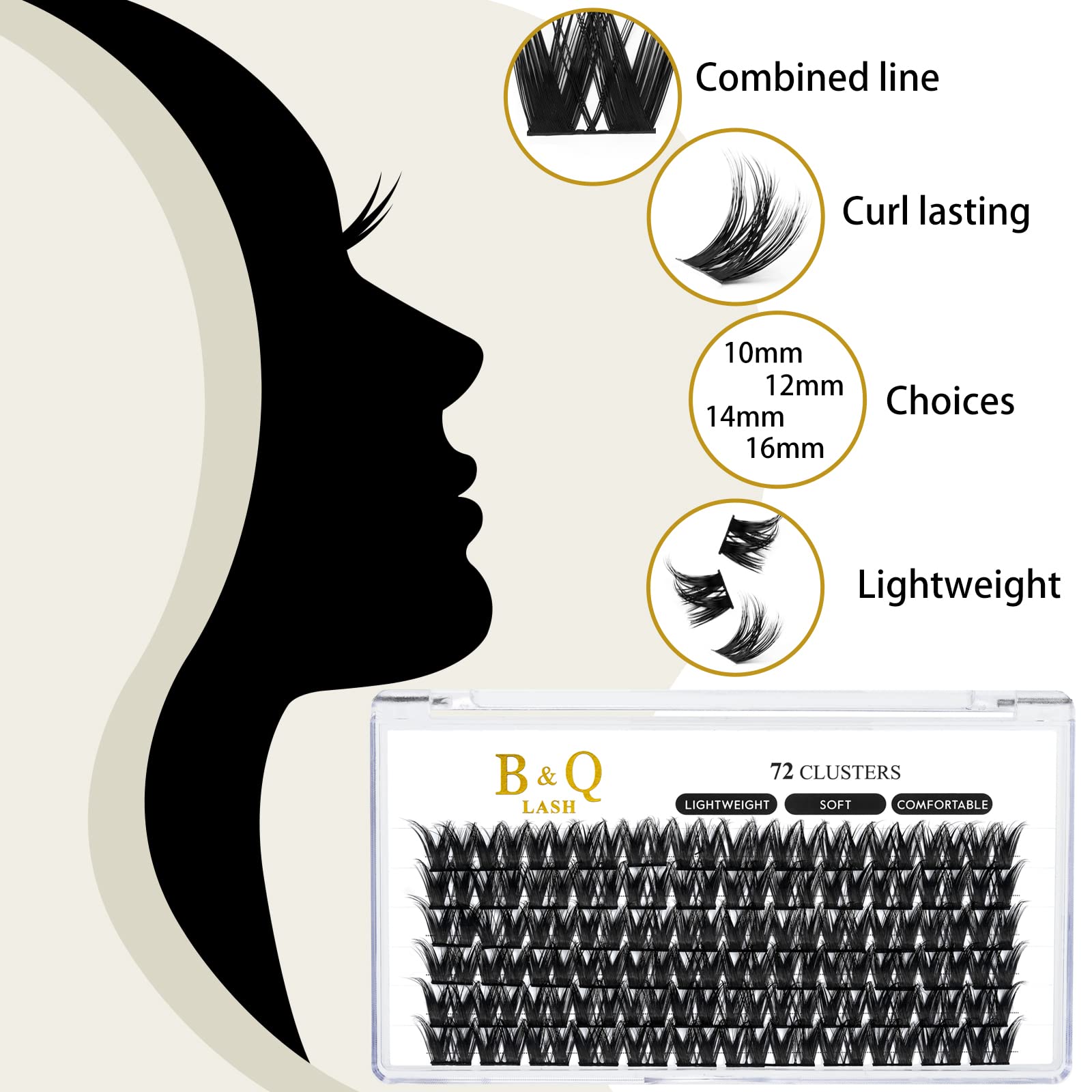 Lash Clusters D Curl 10mm Cluster Lashes 72 Pcs B&Q