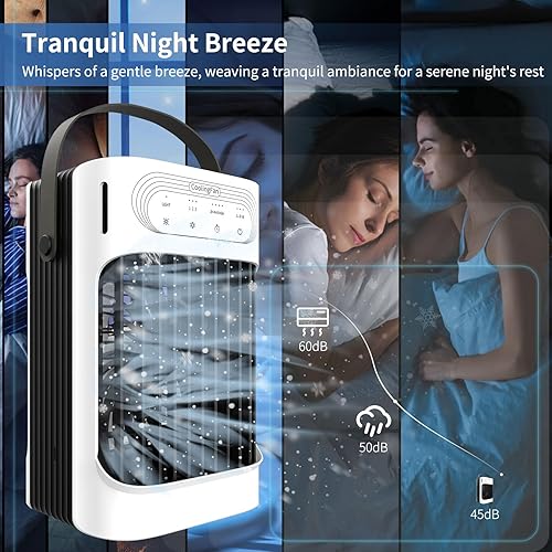 Soanufa Portable Air Conditioners 800ml Water Tank 7-Color Night