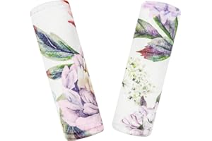 Car Seat Strap Pads for Baby Kids, HNHUAMING Ultra Soft Carseat Straps Shoulder Covers, 2 Pack Infant Seat Belt Cover Pad for Baby Car Seats/Strollers/High Chair/Pushchair, Purple Floral