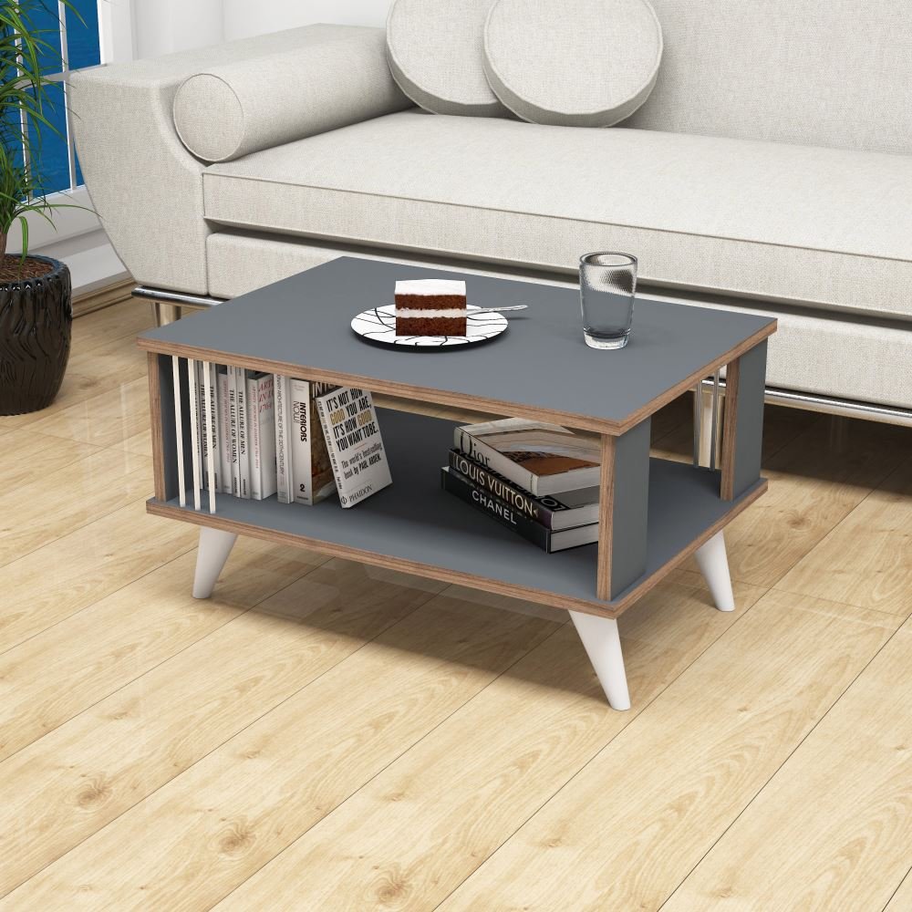 Minar by homemania Nicol, Wood, White, Anthracite, Grey, W110xd60xh42 cm