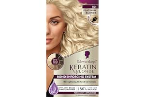 Schwarzkopf Keratin Blonde Hair Dye, 001 Platinum Blonde, Professional Quality Hi-Lift Permanent Hair Color, Bond Enforcing System Helps Prevent Breakage* Pre-Color Serum & Purple Conditioner Included