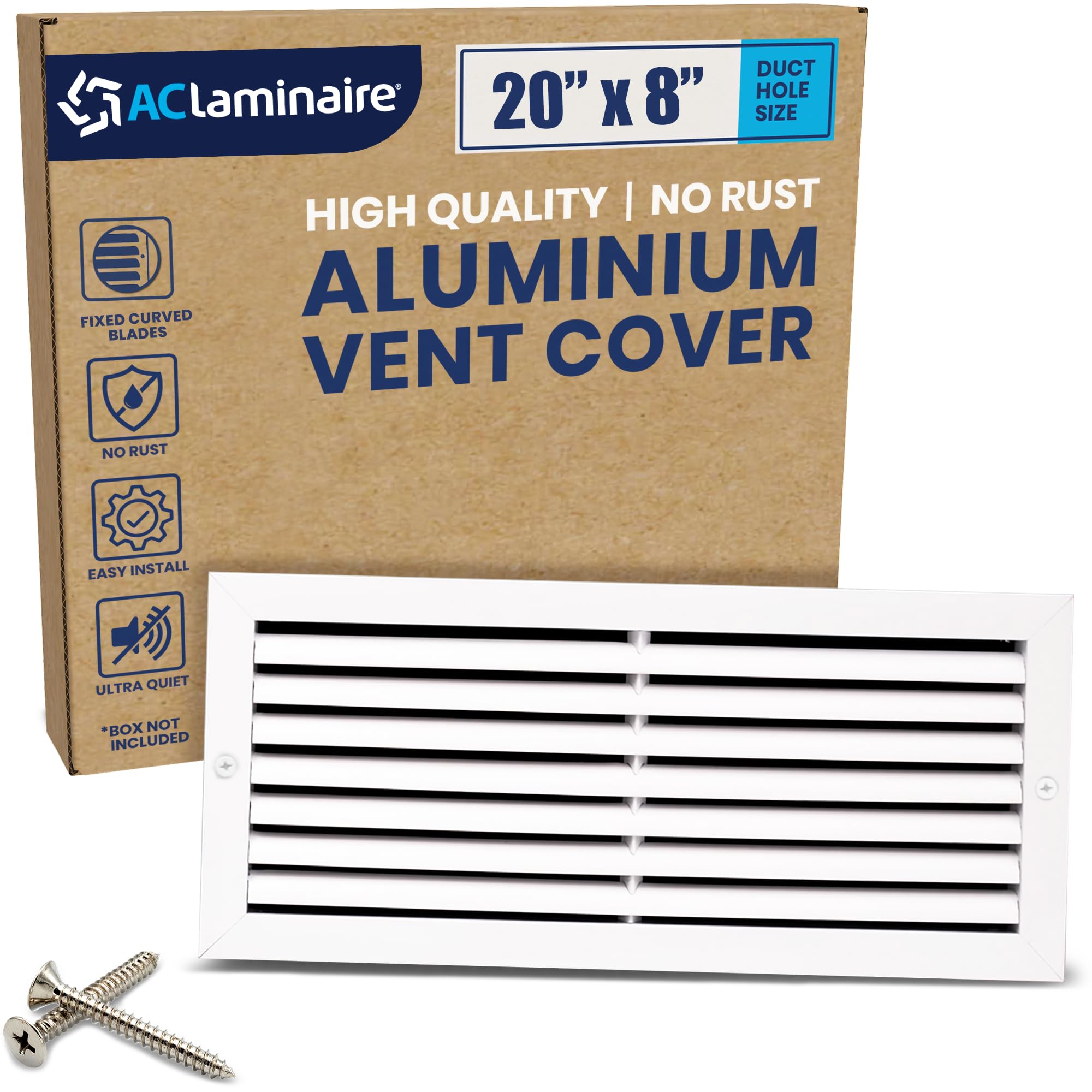 Photo 1 of 20" x 8" (Duct Hole) Decorative Air Return Vent Cover – Aluminum HVAC Grille for Ceiling & Wall, Rustproof AC Return Vent, Premium Modern Design, 21.6" x 9.6" Face, Ideal for Home HVAC