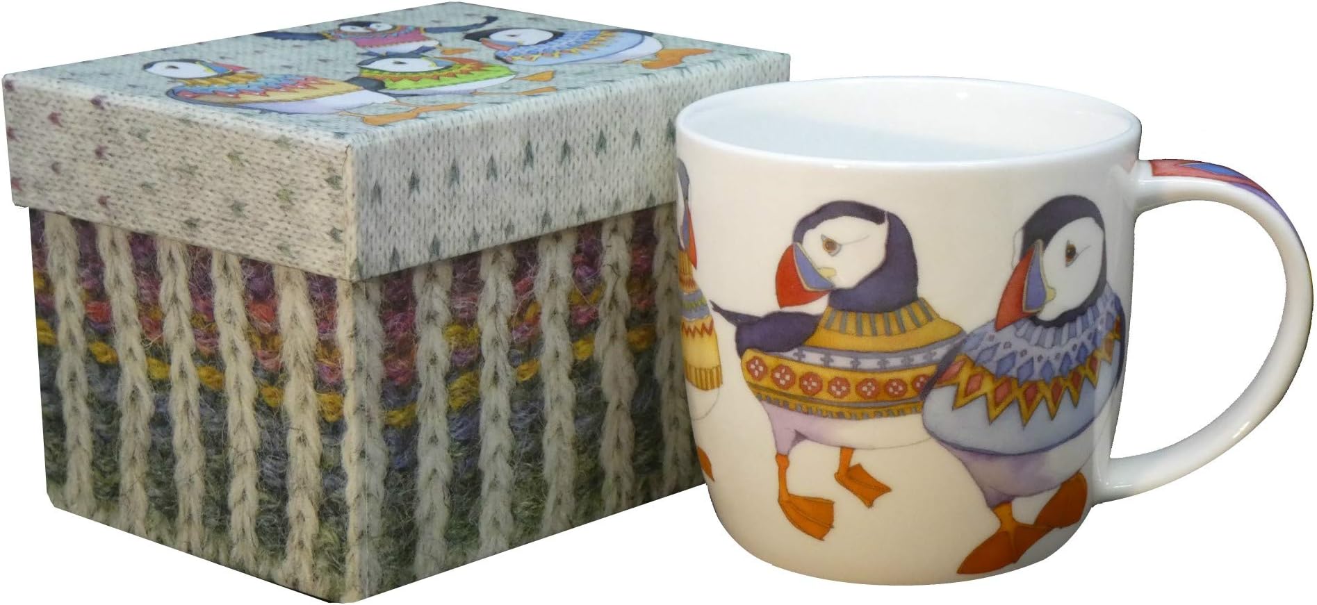 Emma Ball Woolly Puffins Mug Bone China 350ml Boxed