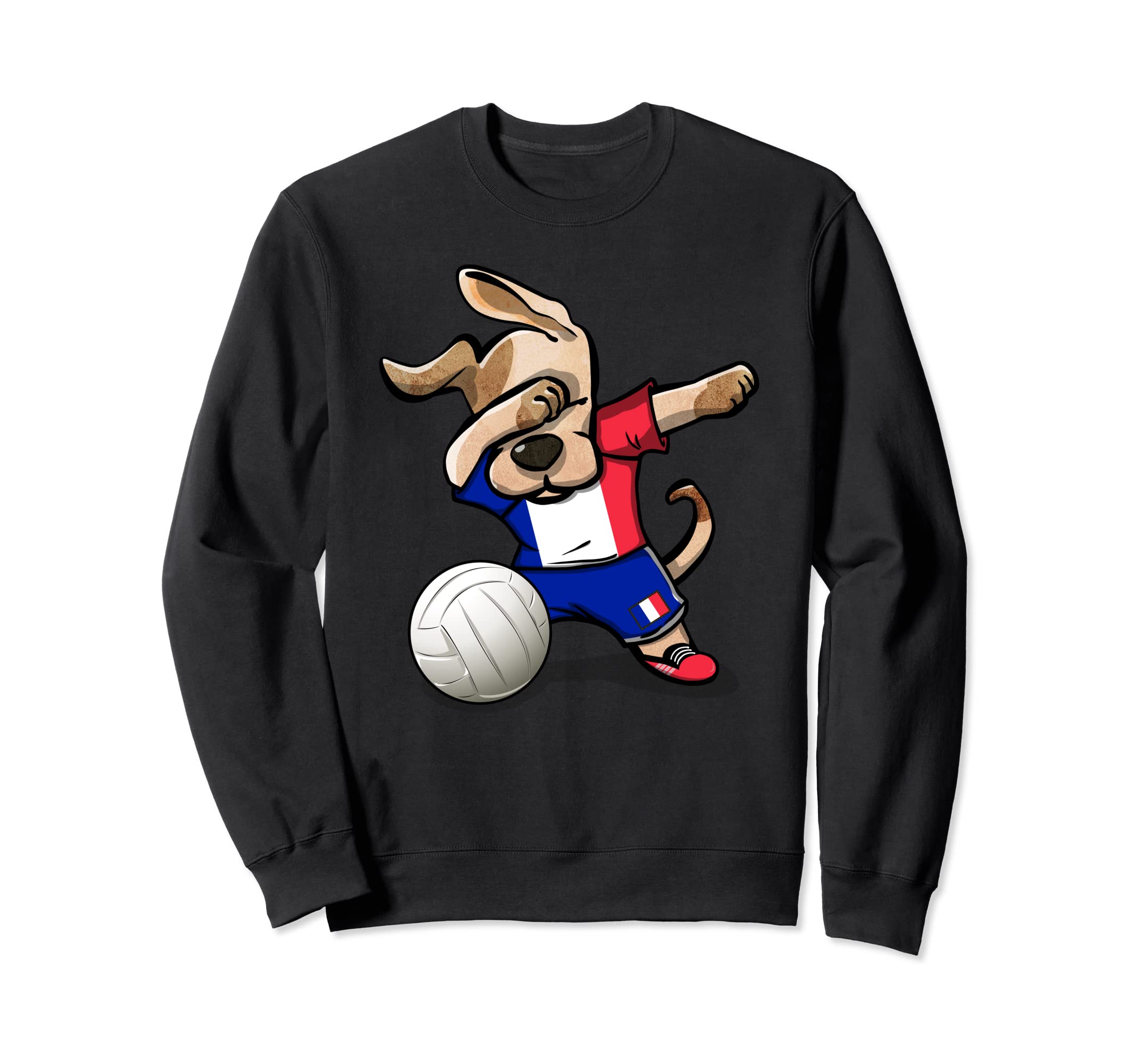 Funny Dabbing Dog Proud France Volleyball Lovers French Flag Sweatshirt