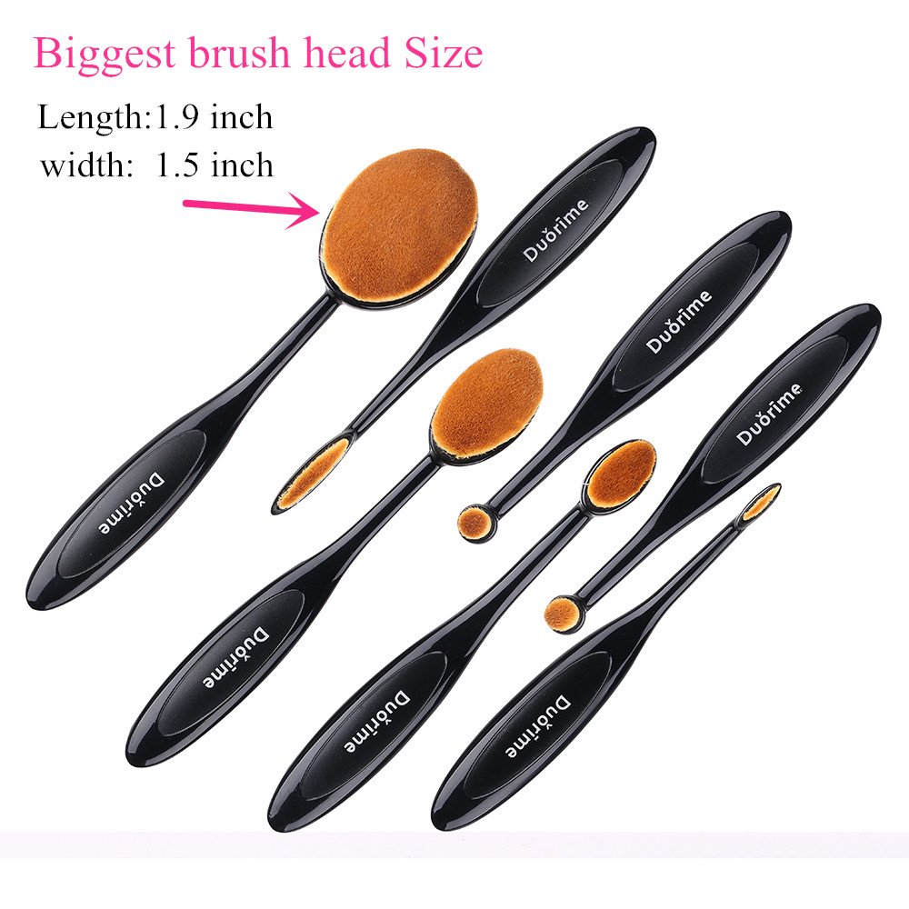 Duorime New 7pcs Black Oval Toothbrush Makeup Brush Set Cream Contour Powder Concealer Foundation Eyeliner Cosmetics Tool …: Beauty