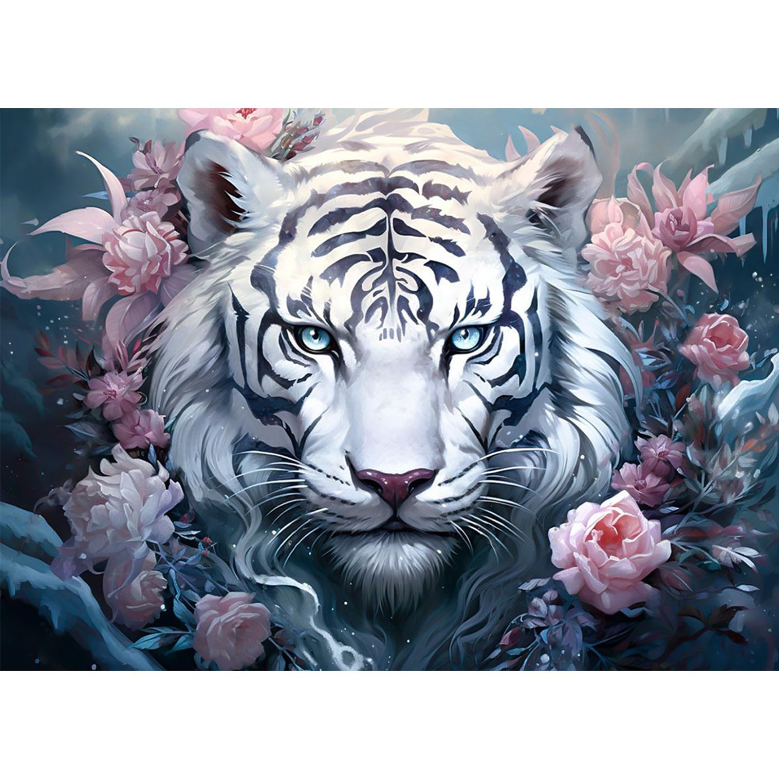 NAIMOER Tigers Diamond Painting Kits for Adults, DIY Full Drill 5D Diamond Painting Flowers Diamond Art Kits Animals Diamond Painitng Kits for Relaxation and Home Decor 30x40cm