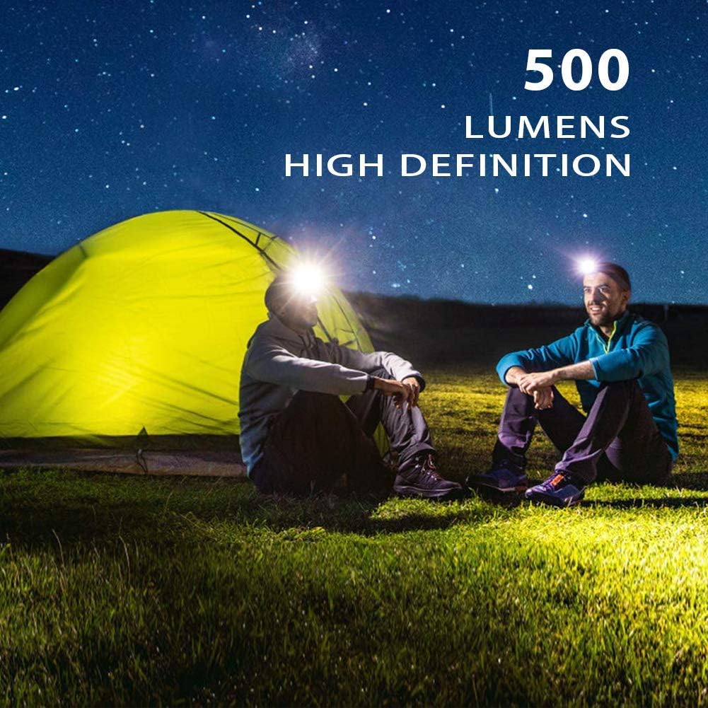 500 Lumens USB Rechargeable Headlamp, Lightweight, Super Bright LED Running Headlamp for Runner, Rainstorm Waterproof, Hoxida LED Headlight Flashlight With Sensor Switch - Built-in Battery - - 