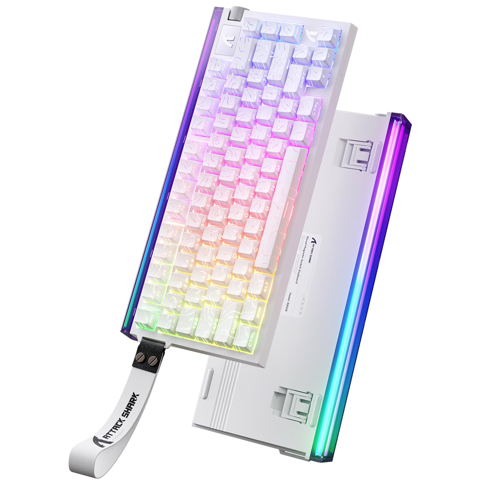 ATTACK SHARK R85 HE Wired Rapid Trigger Mechanical RGB Gaming Keyboard with Custom Lightbox,8KHz Polling Rate,0.005mm RT Accuracy,0.08MS Latency,Hall Effect,Magnetic Switch,Driver for PC-White Contour