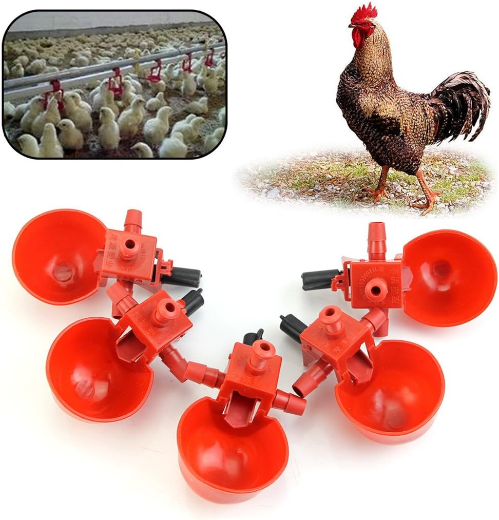 Lwl220 5Pcs Feed Automatic Bird Coop Poultry Chicken Fowl Drinker Water Drinking Cups
