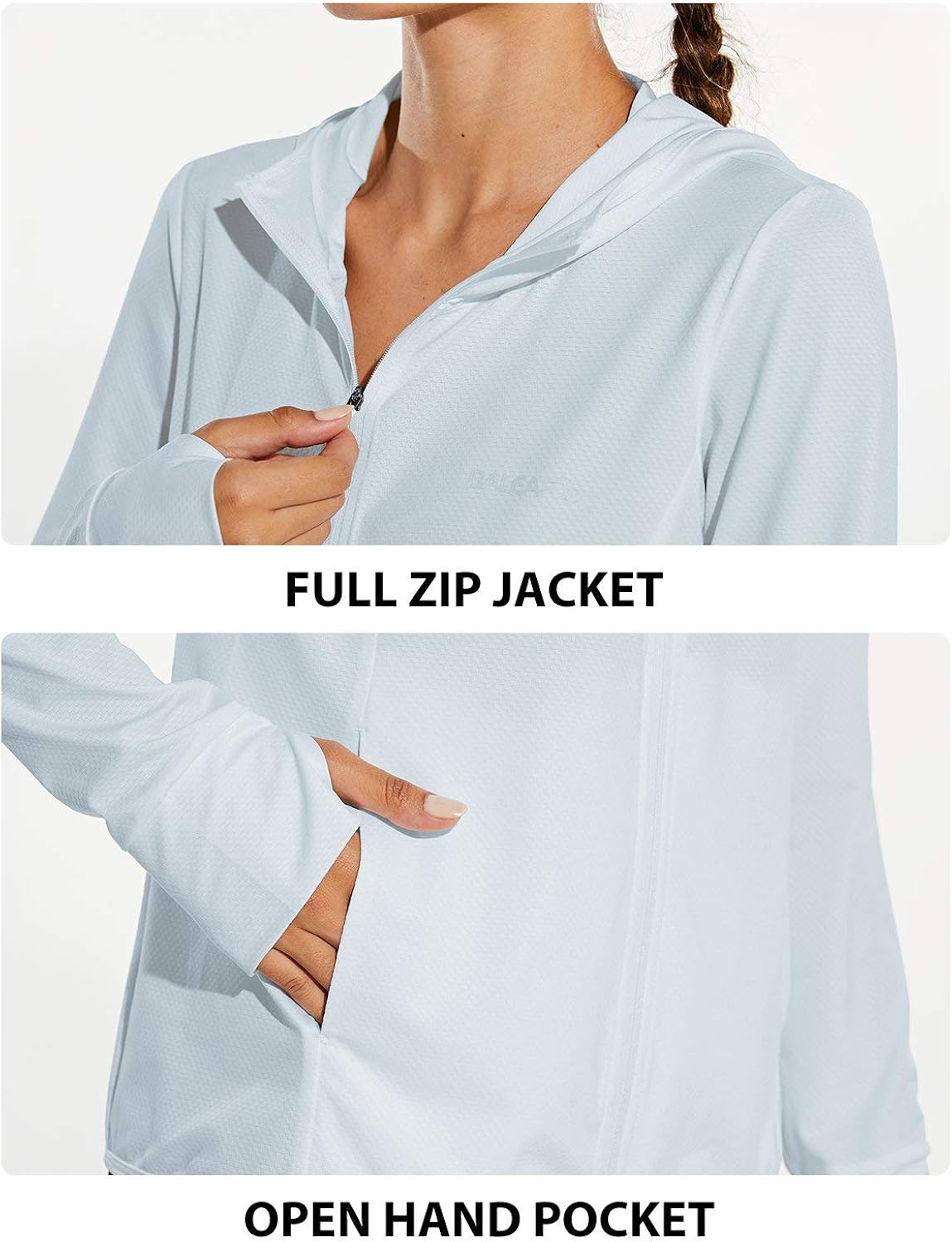 BALEAF Women's UPF 50+ Sun Protection Jacket Hooded Cooling Shirt with Pockets Hiking Outdoor Performance at  Women’s Clothing store