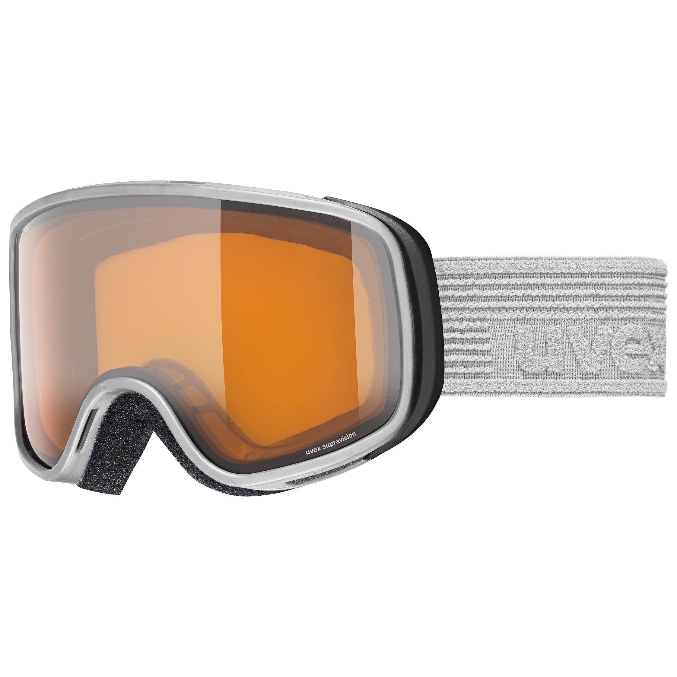 Uvex Scribble LG - Ski Goggle for Kids - Contrast Enhancing - Extended Field of Vision & Anti-Fog Coating - Rhino/Lasergold-Clear - One Size