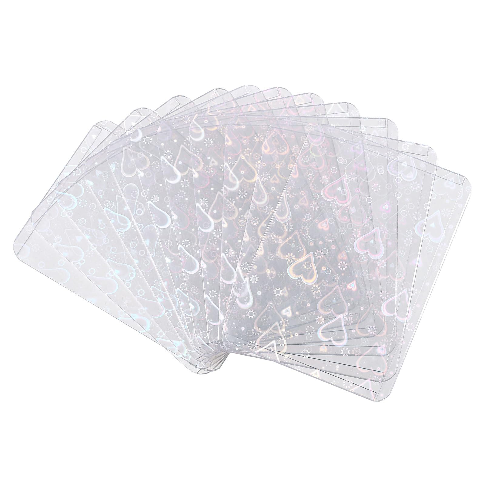 sourcing map 10Pcs Photocard Holder, Holographic Clear Card Sleeves, Photo Protector Shield Cover for Trading Cards Decoration, Side Opening Big Heart