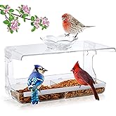 WENMIXER Window Bird Feeder with Non-Marking Self-Adhesive Hooks, Clear and Transparent, Outdoor Wild Bird Watching Gift, Garden Decor (Standard)