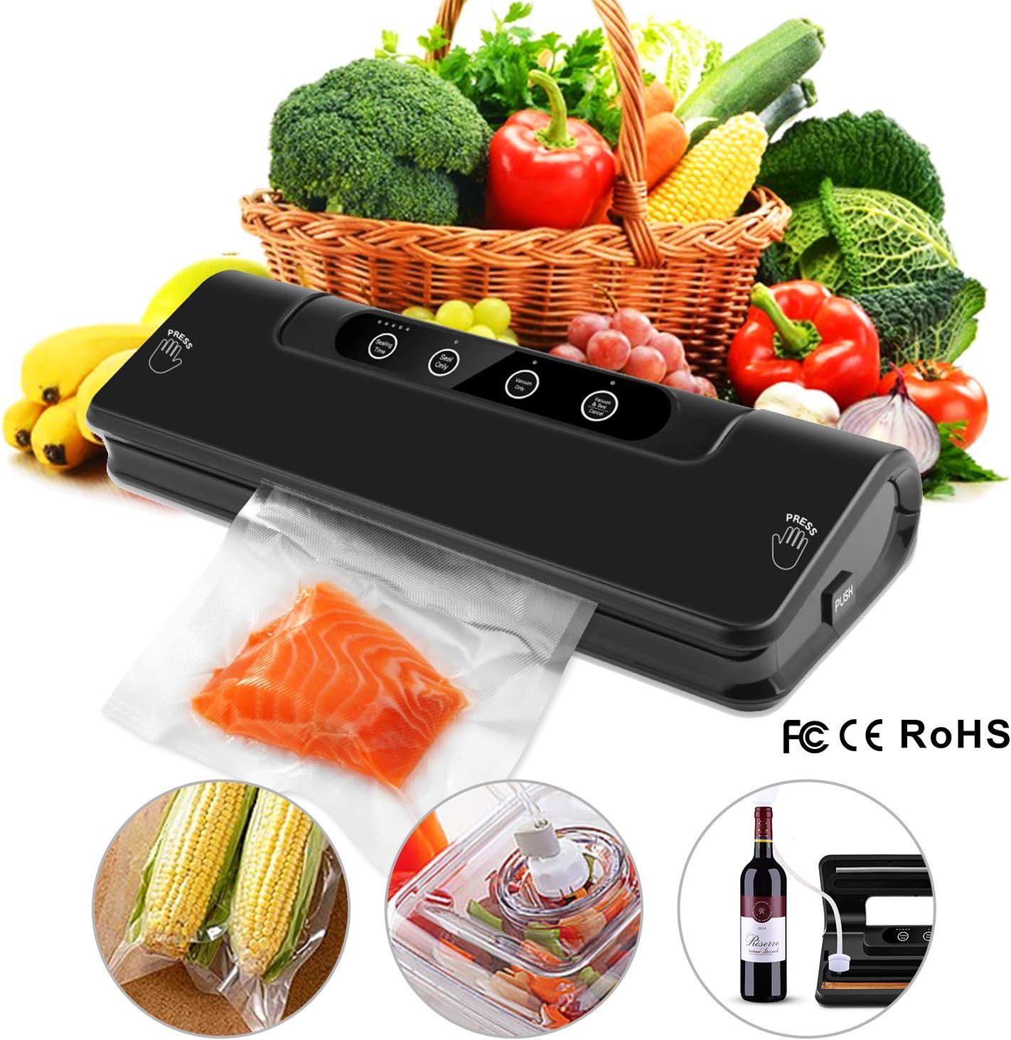 MultiFunctional Vacuum Sealer Machine, Automatic/Manual Sealing Food