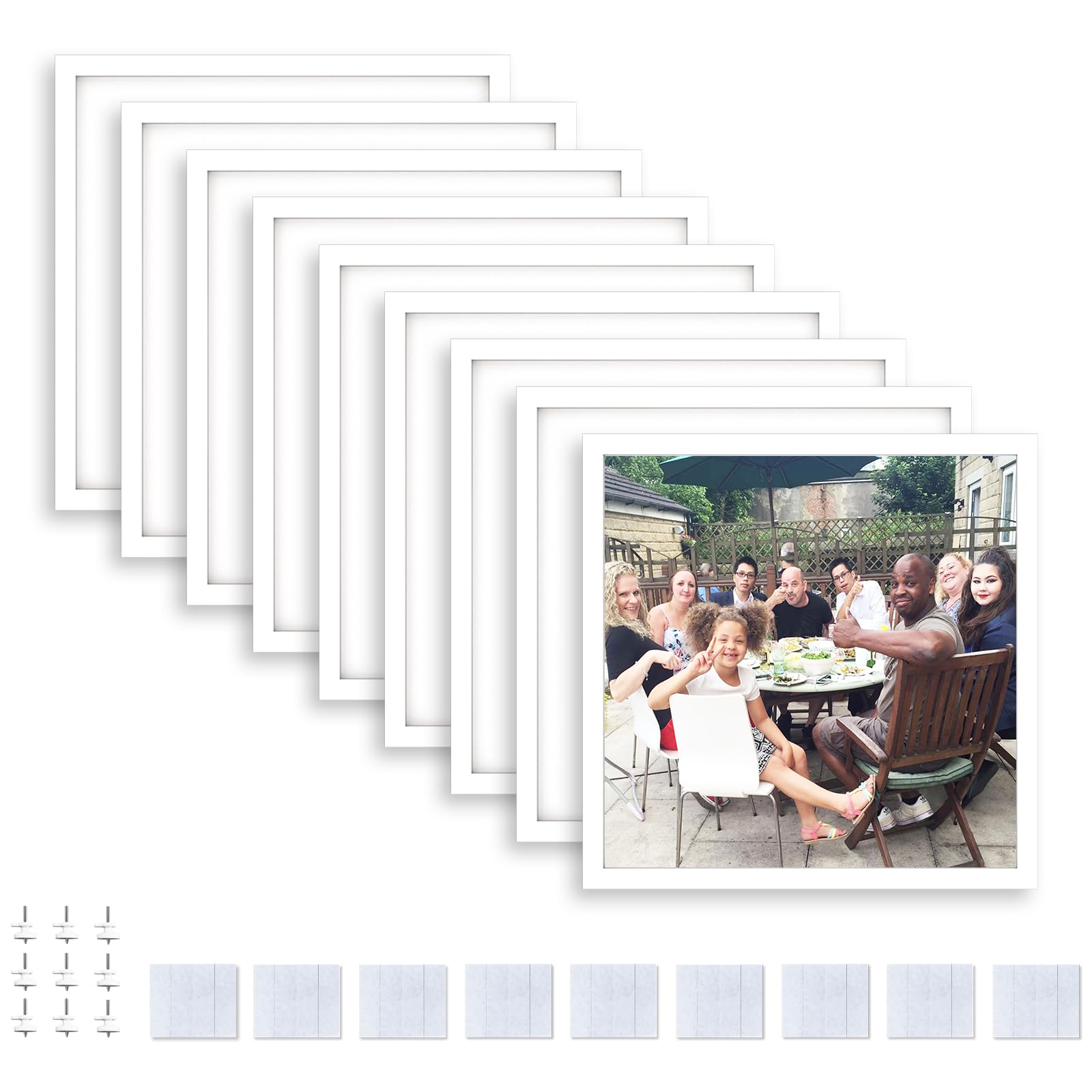 Photo 1 of ***********MISSING THE SMALL PARTS***********
Happy Reunion 8x8 Picture Tiles | Mix Tiles Picture Frames Stick on Wall | Photo Tiles Peel and Stick Picture Frames as Gallery Wall Frame Set (White - 9 Pcs)
