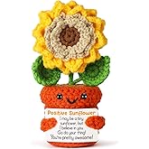NEVERNERVE Positive Crochet Sunflower Gift, Encouraging Handmade Emotional Support Gift for Friends Students Coworkers, Cute Desk Decor