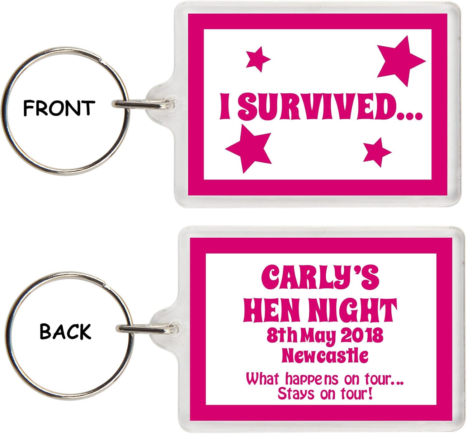 PERSONALISED Hen Party Favour Keyrings (multiples available), Hen party