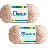 2 Pcs Soft Fluffy Acrylic Yarn for Crocheting and Knitting #4Worsted Weight Yarn-2x50g/2x 142Yards Perfect for Crafts, Blankets Hats, Gloves, Scarf (Skincare Powder)