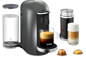 Nespresso Vertuo Plus Deluxe Coffee and Espresso Maker by Breville, Titan with Aeroccino Milk Frother