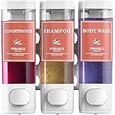 Shampoo and Conditioner Dispenser Wall Mounted Shower Soap Dispenser No Drill Shampoo Dispenser for Shower 3 Chamber Bathroom Body Wash Shower Gel Holder White