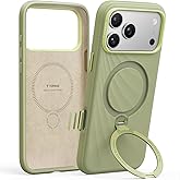TORRAS Q3 Wind Flow for iPhone 17 Pro Case Silicone, Fit for MagSafe, Magnetic 360 Spin Stand with Camera Control, Liquid Silicone Rubber Soft Phone Case for iPhone 17 Pro 6.3'', Matcha Green