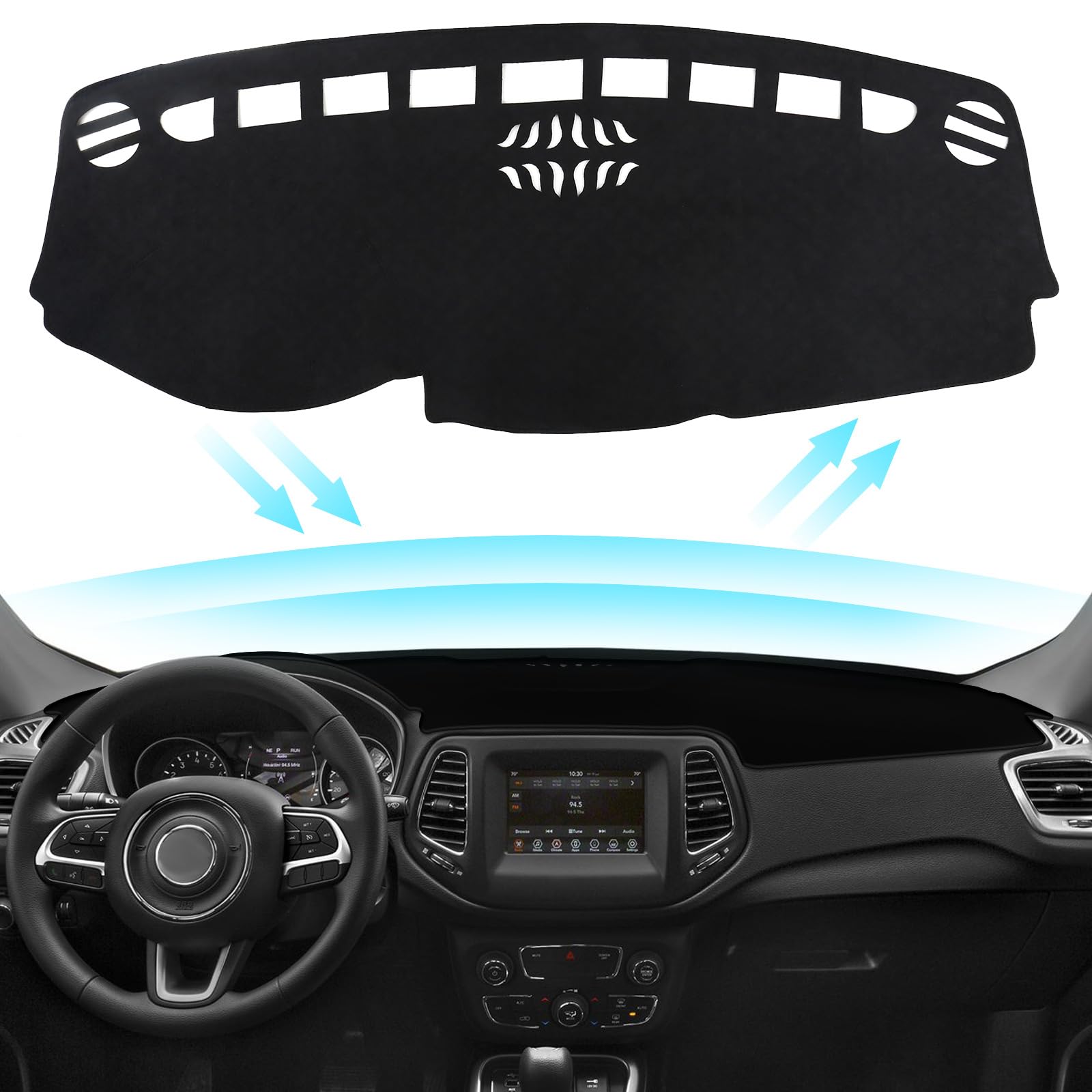 PeakPurit Black Dashboard Dash Board Cover Mat Carpet for Jeep Compass ...