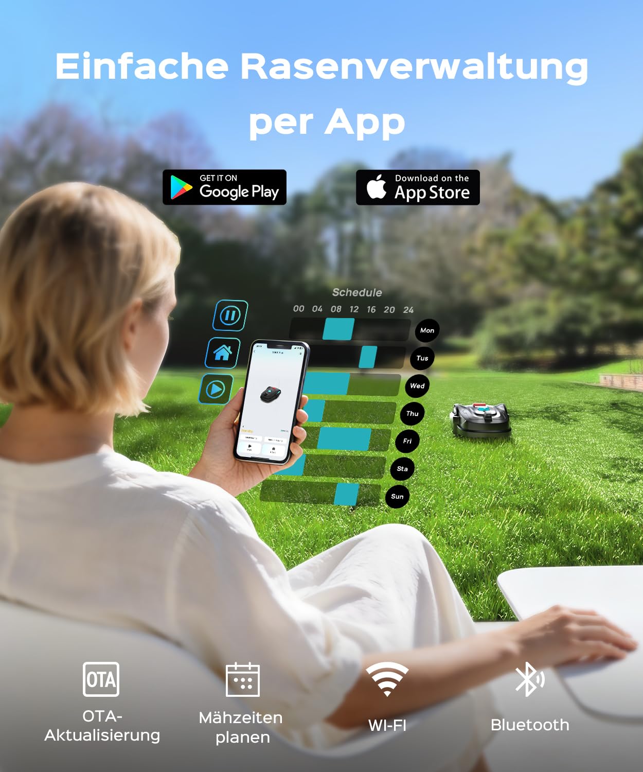 YARDCARE M800Plus Mähroboter ohne Begrenzungskabel,GPS Positionierung,Empf.800m²,KI Vision,U-förmiger Schnitt,Rasenmäher Roboter ohne Kabel, Smarte Hinderniserkennungen,App（Dunkelschwarz und Weiß） 4