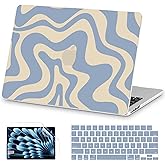 AKIT Compatible with MacBook Air 15 Inch Case 2026 2025 2024 2023 M4 M3 M2 A3241 A3114 A2941, Unique Pattern Hard Shell Laptop Case+Keyboard Cover+Screen Protector for Mac Air 15 Inch, Blue Wave
