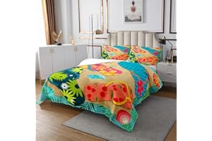 HOMEWISH Colorful Flip Flops Quilt Set for Kids Teens,Beach Vacation Bedspread Coverlet,Summer Tropical Bed Cover Conch Starfish Bedding Set Decorative Quilted 2 Piece Coverlet Set with 1 Pillow Sham,Twin Size