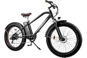 NAKTO 26" Electric Bike for Adults, 4.0" Fat Tire E-Bike with Peak 1500W Powerful Rear Hub Motor and Disc Brakes, Electric Bicycle with Battery Lock, Front Suspension, 7 Speed