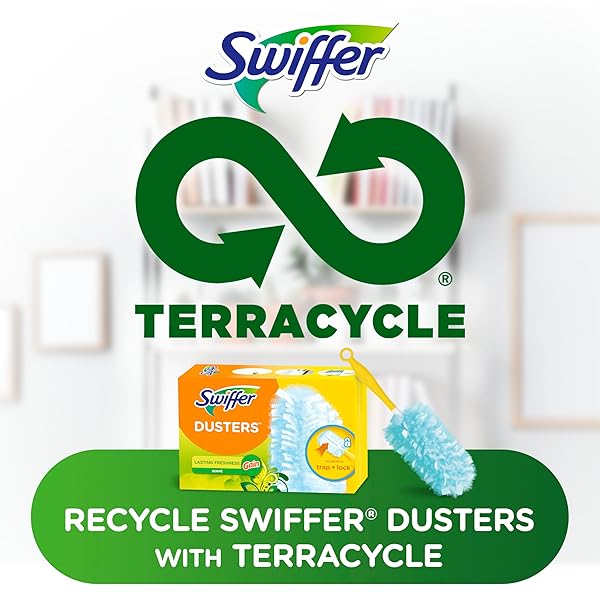 SWIFFER DUSTERS REFILL FOR CLEANING, MADE BY SWIFFER, FEATHER & MICROFIBER DUSTER DISPOSABLE ALTERNATIVE, FOR DUSTING FURNITURE, BLINDS, CEILING FANS, HELPS REMOVE ALLERGENS, GAIN SCENT, 18 COUNT