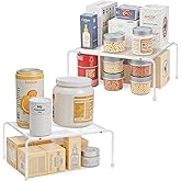 Kitchen Cupboard Organiser-2 Pack Metal Wire Storage Shelf Insert Rack for Kitchen Countertop, Pantry, Cabinet, Fridge
