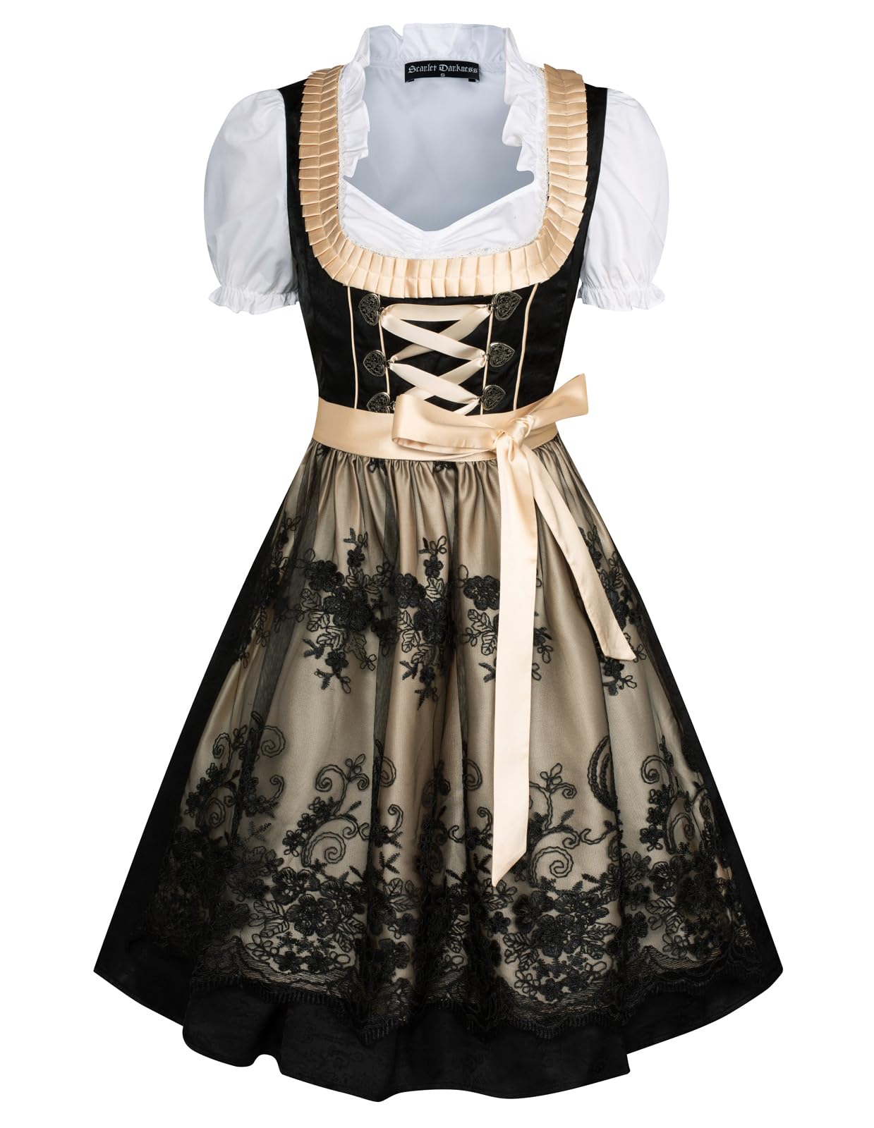 Photo 1 of Women Oktoberfest Dress 3 Pcs Carnival Costumes Bavarian Dirndl Dress Black 3XL